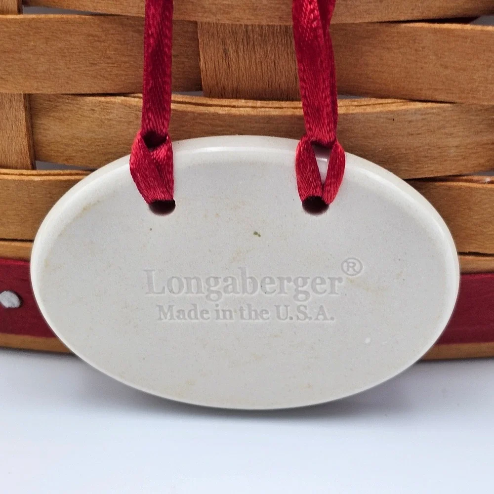 Longaberger 2002 May Series Geranium Basket Set & Tie-On Made in USA Retired